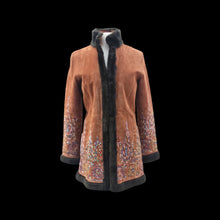 Load image into Gallery viewer, Suede Embroidered Penny Coat with Sherpa