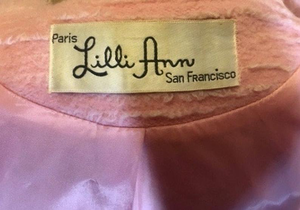 60s Baby Pink Lilli Ann Princess Mod Double Breasted Norwegian Silver Fox Fur Coat Thick Wool Swing or Fit and Flare