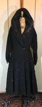 Load image into Gallery viewer, 50s Fit and Flare Princess Wool Black Coat Scalloped Satin Pinup New Look S