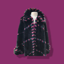 Load image into Gallery viewer, Fur Sheared Beaver Full Length Black Pink Intarsia Carved Zuki Style Coat