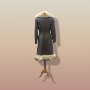 70’s Leather Spotted Fox Fur Wrap Boho Princess Coat