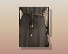 Load image into Gallery viewer, 60’s Black Coat Vintage Lilli Ann Fit and Flare Shearling Pinup Princess Beaded Belt