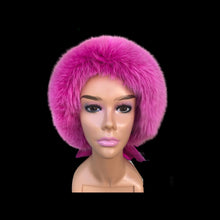 Load image into Gallery viewer, Pink Fox Fur Himalayan Hat Brocade Silk Iridescent