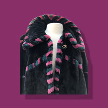 Load image into Gallery viewer, Fur Sheared Beaver Full Length Black Pink Intarsia Carved Zuki Style Coat