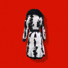 Load image into Gallery viewer, Couture  New Jaguar Mink Fox Fur Lamb Leather Princess Scalloped Coat Black and White Brand New