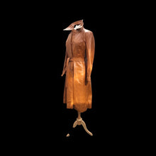 Load image into Gallery viewer, Vintage Leather Cape Coat Butterscotch Trench Spy