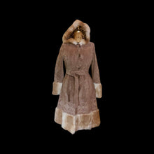 Load image into Gallery viewer, Suede Hooded Embroidered Ombré Fur Trim Penny Lane Coat