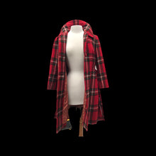 Load image into Gallery viewer, Red Plaid Vintage Wool Pleated Belted Coat