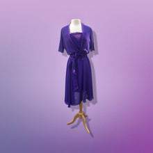 Load image into Gallery viewer, 70’s Purple Dress 3 Piece Belt Bolero I Magnin Chiffon Disco Studio 54