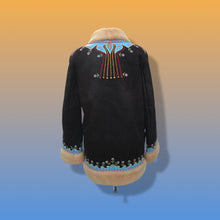 Load image into Gallery viewer, 70’s Suede Shearling Embroidered Coat Jacket Made in Poland Boho Penny Lane