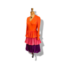 Load image into Gallery viewer, 70’s Three Tier Rainbow Pleated Dress Couture Made in Italy