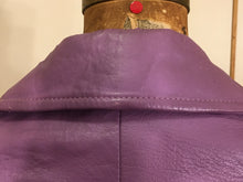 Load image into Gallery viewer, 70’s Vintage Purple Lavender Leather Coat Double Breasted Iconic 70’s Collar