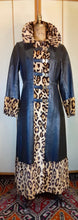 Load image into Gallery viewer, 70s Leopard Faux Print Faux Leather Vegan Mint Condition Coat Toggle Hardware Pinup Hippy Princess