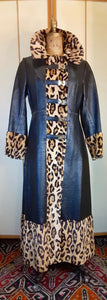 70s Leopard Faux Print Faux Leather Vegan Mint Condition Coat Toggle Hardware Pinup Hippy Princess