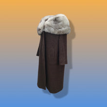 Load image into Gallery viewer, Vintage 60’s Swing Coat Massive Fox Fur Collar Brown Boucle