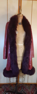 Leather Deep Red Burgundy Shearling Trimmed Princess Coat 70s Penny Lane Almost Famous