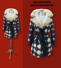 Load image into Gallery viewer, 60’s 70’s “Chess Board” Mosaic Intarsia Patchwork Mink Coat Leather Coat