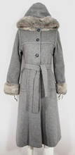 Load image into Gallery viewer, Hooded Princess Wool Pinup Vintage Fur Trimmed Coat S Fit Flare