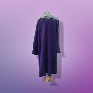 40’s 50’s Purple Long Boucle Coat with Curly Lamb Fur