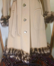 Load image into Gallery viewer, Pinup Hooded Fox Fur Princess Camel Wool Tiger Striped Print 50s 60s Fit and Flare Coat S/M Russian Princess