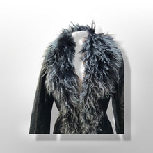 Load image into Gallery viewer, Coat Black Leather and Curly Lamb Fit and Flare Made in Italy