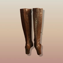 Load image into Gallery viewer, 60’s 70’s Suede and Leather Gladiator Boots with Gold Buckle Hardware Rare Size 7-8.5