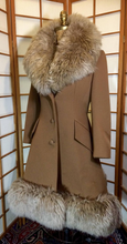 Load image into Gallery viewer, 60’s Caramel Lilli Ann Shearling Fit and Flare Princess Coat with Belt Clutch Purse Set Beaded