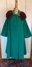 Load image into Gallery viewer, Vintage Women's Coat- 60s Lilli Ann Emerald Green Mink Wool Swing Coat One Size Fits All Mad Men