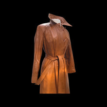Load image into Gallery viewer, Vintage Leather Cape Coat Butterscotch Trench Spy