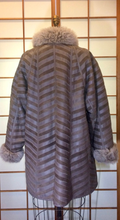 Load image into Gallery viewer, Afghan Reversible Chevron Shearling Lamb Mongolian Lamb Leather Suede Chevron Hippy Penny Lane Hipster Coat M/L/XL