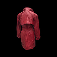 Load image into Gallery viewer, Lipstick Red Leather Trench Spy Coat