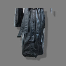 Load image into Gallery viewer, Black Montgomery Ward Leather Spy Trench with Suede Inserts