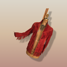 Load image into Gallery viewer, 70’s Red Thick Suede Fringe Coat Cowgirl Cowboy Southwestern Native American Style Boho Hippy