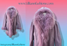 Load image into Gallery viewer, Pink Suede Mongolian Curly Lamb Oversized Penny Lane Boho Coat
