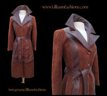 Load image into Gallery viewer, 70’s Rust Suede and Leather Inlay Coat Spy Trench