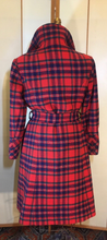 Load image into Gallery viewer, Women's Vintage coat- Plaid Pendleton Wool Red Fit Flare Fox Fur Removable Collar Princess Wool Coat M/L