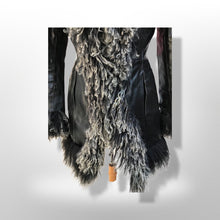 Load image into Gallery viewer, Coat Black Leather and Curly Lamb Fit and Flare Made in Italy