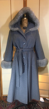 Load image into Gallery viewer, Gray 70s Hooded Princess Fit and Flare Coat S/M