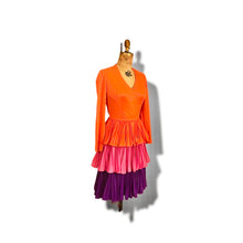 Load image into Gallery viewer, 70’s Three Tier Rainbow Pleated Dress Couture Made in Italy