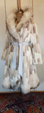 Load image into Gallery viewer, Women's Vintage Fur Coat- 70s Fur Patchwork Mink, Leather, Fox Fur Nature's Colors Mosaic Princess Ultra Warm Coat Long Rare