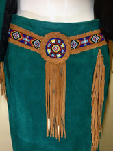 Load image into Gallery viewer, Beaded Suede Jacket and Skirt Western Navajo Fringe Set Turquoise Leather Long Cowgirl Native American