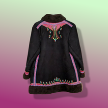 Load image into Gallery viewer, 70’s Embroidered Suede Afghan Boho and Shearling Polish Coat