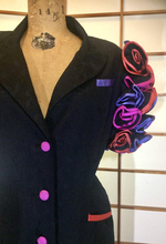 Load image into Gallery viewer, Rainbow 80's Vintage Ruffle Tuxedo Puff Sleeve Dress Size S/ Mariachi Mexican Total 80's Glam Material Girl Debbie Gibson Punky Brewster!