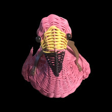Load image into Gallery viewer, Flamingo Deadstock Wicker Coral Pink Weaved Bag with Leather Strap Basket Purse Picnic Basket