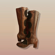 Load image into Gallery viewer, 60’s 70’s Suede and Leather Gladiator Boots with Gold Buckle Hardware Rare Size 7-8.5