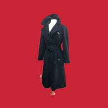 Load image into Gallery viewer, Neiman Marcus Wool Black Fitted Flare Coat Hardware