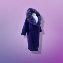 Load image into Gallery viewer, “For Mike” Vintage Purple Elegant Swing Coat with Massive Sheared Beaver Dyed Collar Glamour