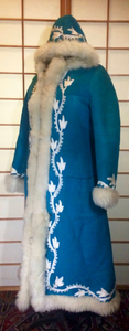 Suede and Shearling Lamb Turquoise Blue and White Embroidered Afghan Coat Almost Famous Hippy Chic Penny Lane S/M Beatles British Invasion!