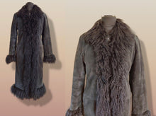 Load image into Gallery viewer, Penny Lane Boho Vintage Suede Black Curly Lamb Coat Made in Italy