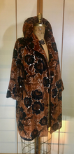 Load image into Gallery viewer, Vtg 60s Brocade Jacquard Tapestry Brown Carpet Coat 3/4 Sleeves Swing Melania Free Size One Size Fits All "Stella McCartney" Style